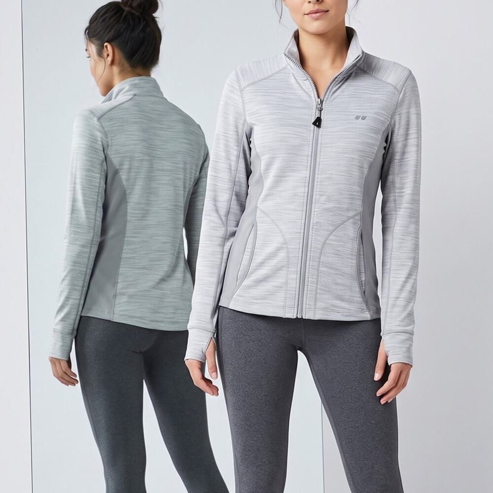 Koppen Womens Small Silver Gray Full Zip Athletic Jacket with Pockets